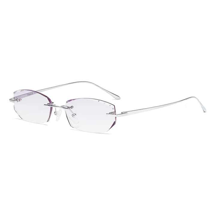 Zirosat Women's Rimless Oval Rectangle Titanium Eyeglasses 9037