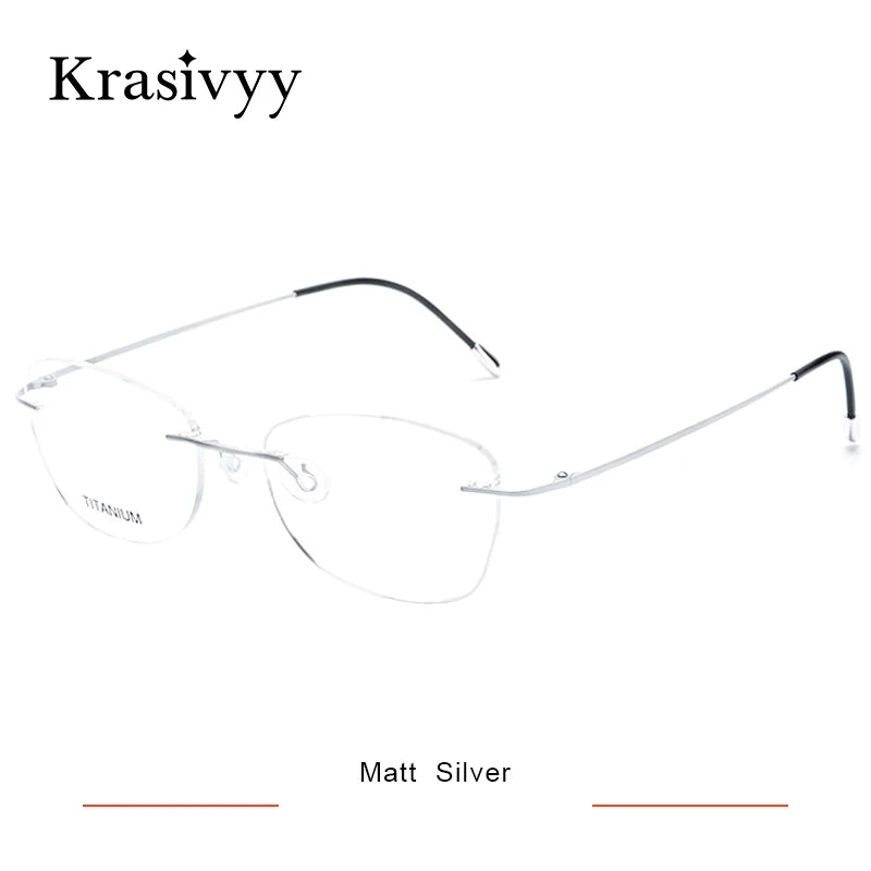 Krasivyy Unisex Rimless Oval Pure Titanium Prescription Eyeglasses KR6013 size chart