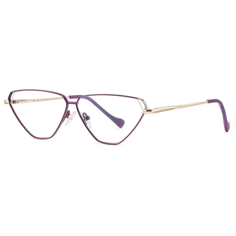 Hotony Women's Full Rim Triangle Cat Eye Alloy Eyeglasses 3023 Full Rim Hotony PURPLE  