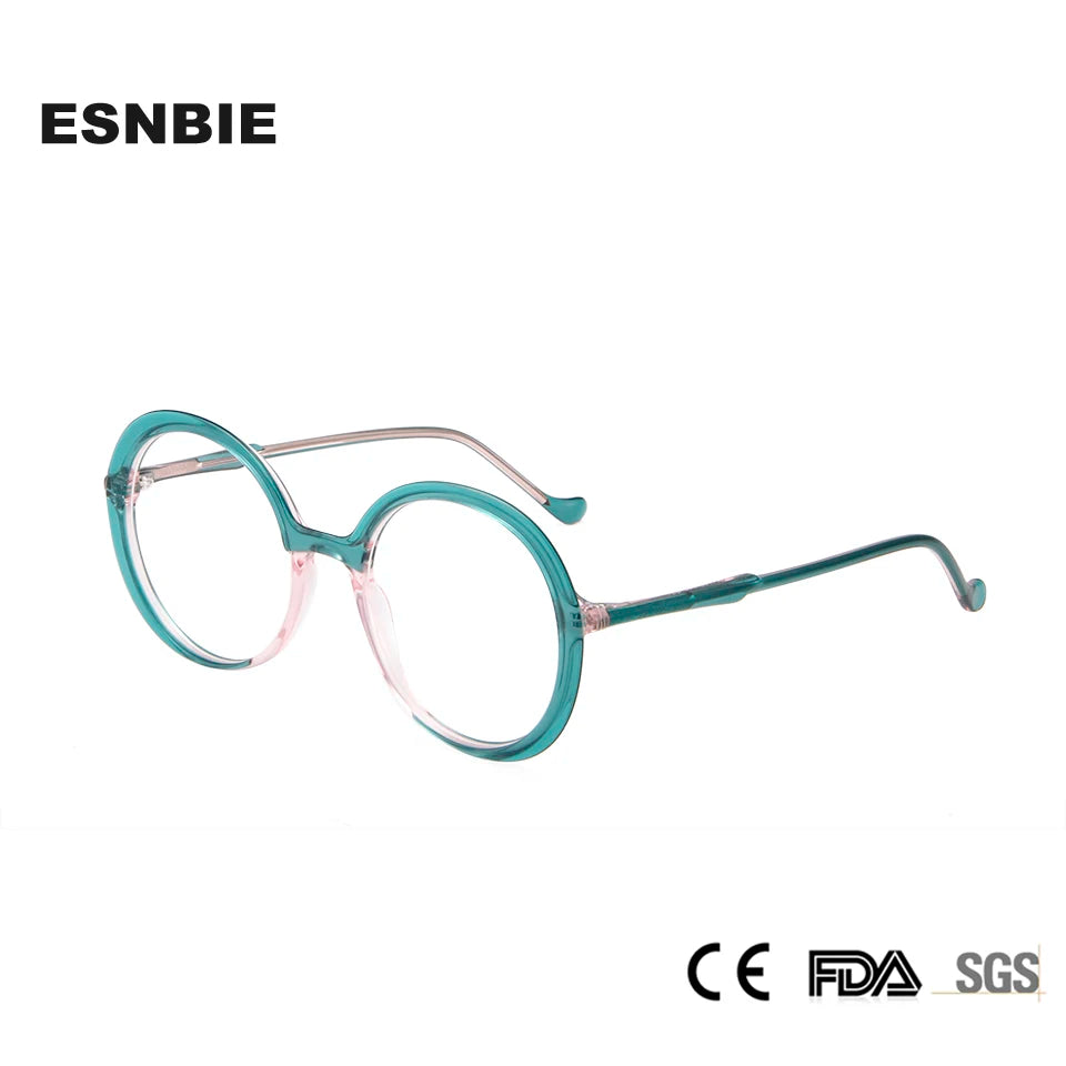 Esnbie Women's Full Rim Round Oval Acetate Eyeglasses Full Rim Esnbie   