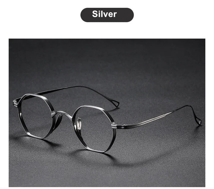 Aimee Unisex Full Rim Small Hexagon Titanium Eyeglasses 112152 Full Rim Aimee Silver  