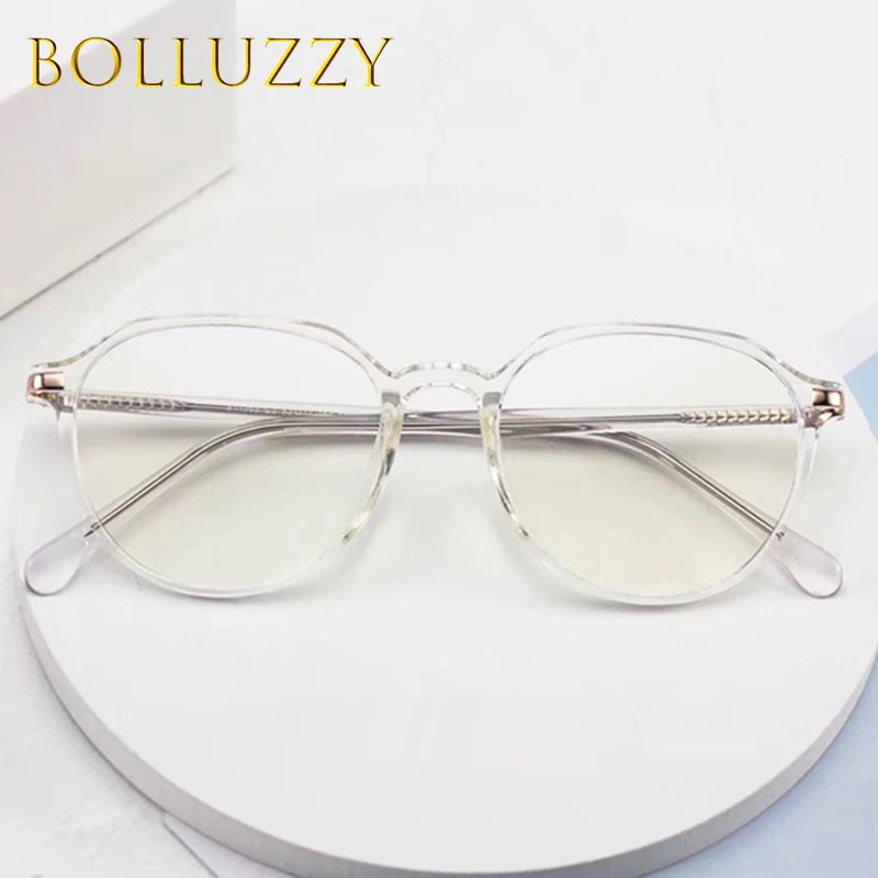 Bolluzzy Women's Full Rim Flat Top Oval Tr 90 Alloy Eyeglasses 5217 Full Rim Bolluzzy   