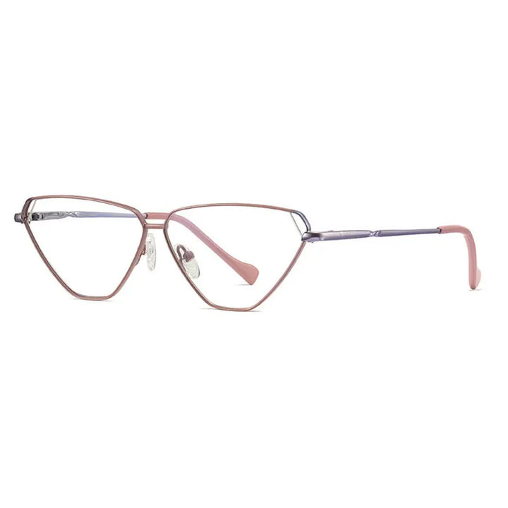 Hotony Women's Full Rim Triangle Cat Eye Alloy Eyeglasses 3023 Full Rim Hotony Brown  