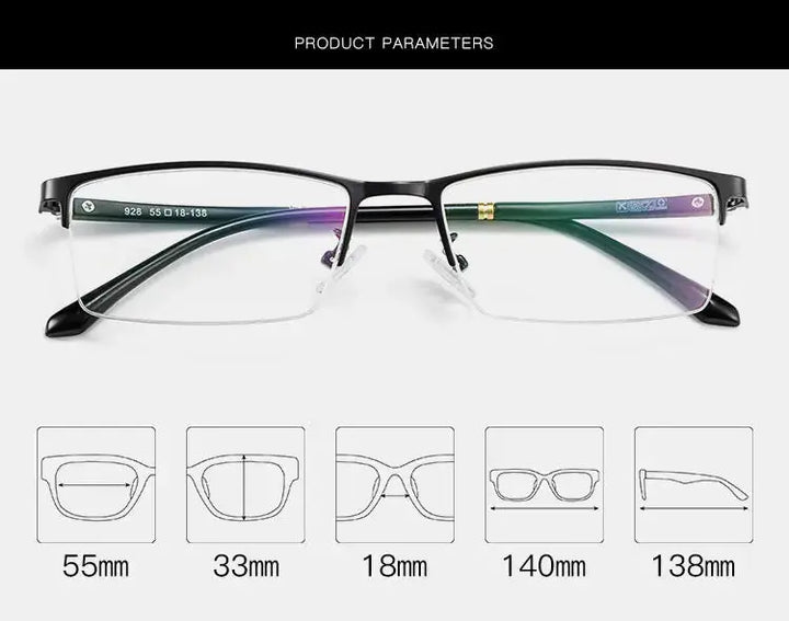 Hotochki Unisex Semi Rim Rectangle Alloy Frames 928000 — view 2 | Hotochki at FuzWeb