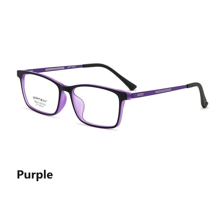 Kocolior Unisex Full Rim Square Titanium Alloy Hyperopic Reading Glasses 9824 Reading Glasses Kocolior Black Purple China 0