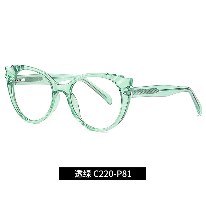 Reven Jate Unisex Full Rim Oval Cat Eye Tr 90 Alloy Eyeglasses 3510 4