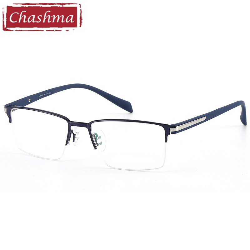 Chashma Men's Semi Rim Square Titanium Alloy Eyeglasses 9283 Semi Rim Chashma Blue  