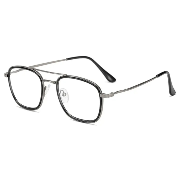 Handoer Unisex Full Rim Square Double Bridge Alloy Eyeglasses 2624 Full Rim Handoer Black Gray  