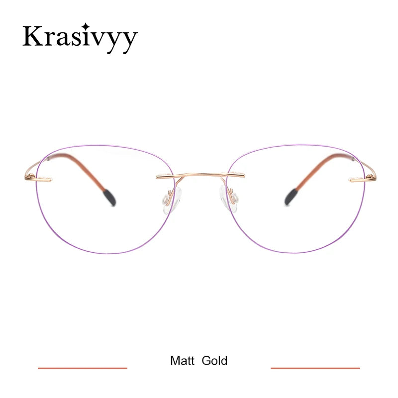 Krasivyy Women's Rimless Oval Round Titanium Eyeglasses 318003