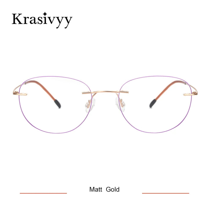 Krasivyy Women's Rimless Oval Round Titanium Eyeglasses 318003