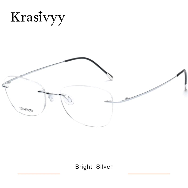 Krasivyy Unisex Rimless Oval Pure Titanium Prescription Eyeglasses KR6013 size chart