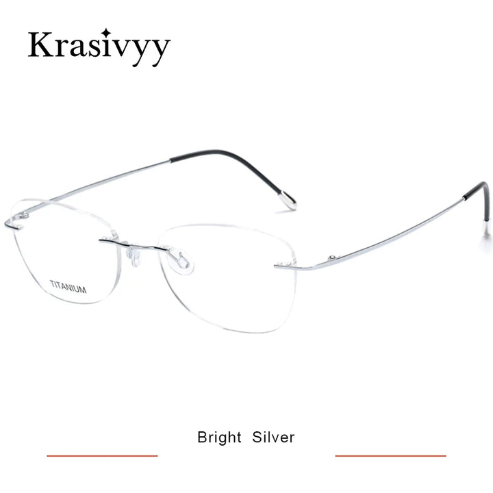 Krasivyy Unisex Rimless Oval Pure Titanium Prescription Eyeglasses KR6013 size chart
