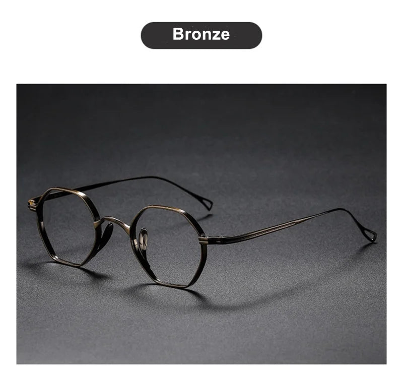 Aimee Unisex Full Rim Small Hexagon Titanium Eyeglasses 112152 Full Rim Aimee Bronze  