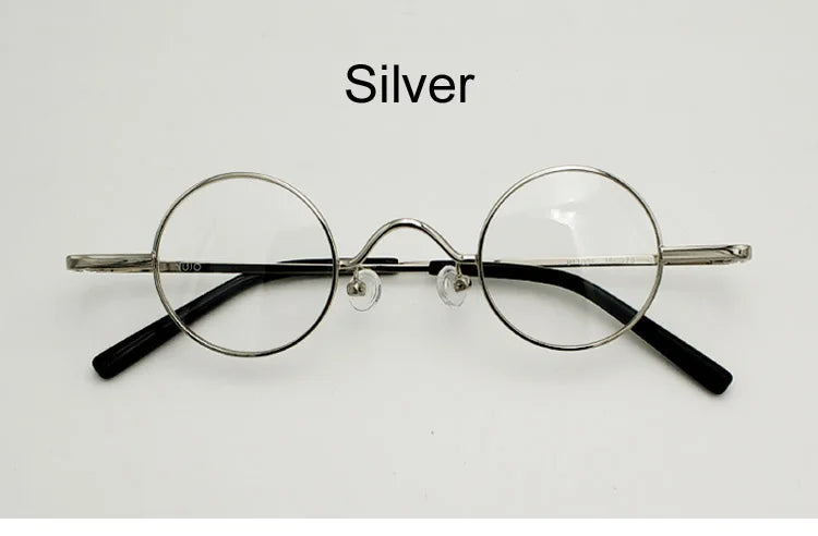 Yujo Unisex Full Rim Small Round Alloy Eyeglasses 811441 Full Rim Yujo Silver CHINA