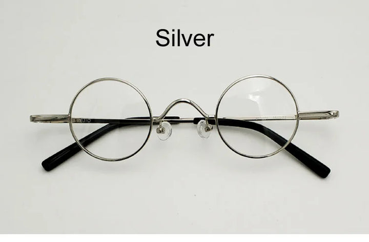 Yujo Unisex Full Rim Small Round Alloy Eyeglasses 811441 Full Rim Yujo Silver CHINA