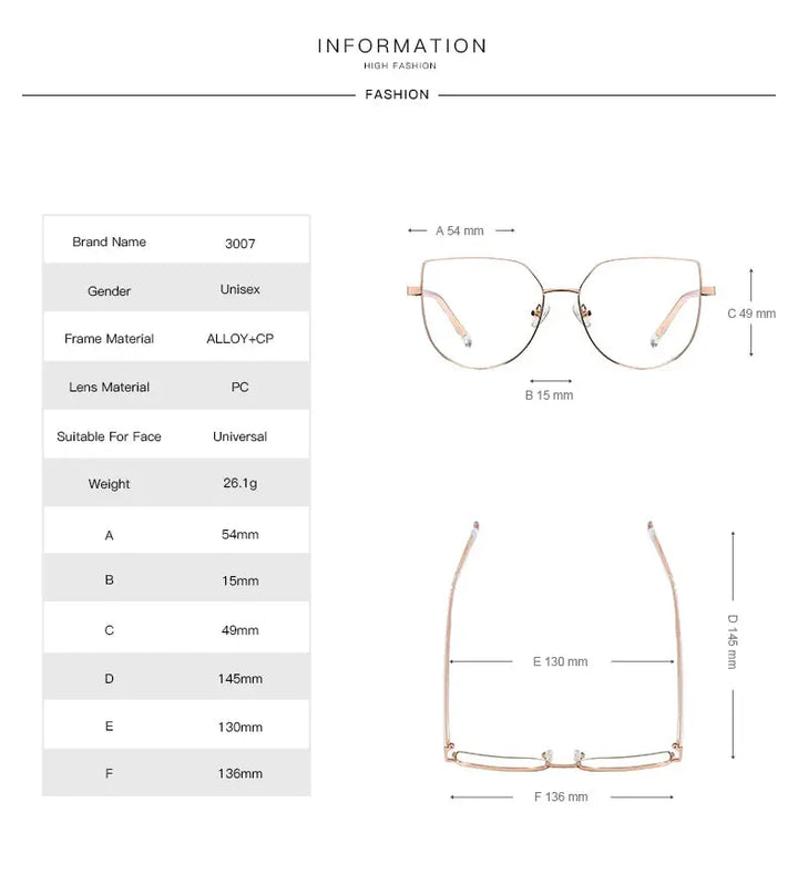 Hotochki Womens Full Rim Cat Eye Alloy Frames 300700 — view 2 | Hotochki at FuzWeb