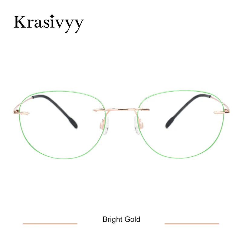 Krasivyy Women's Rimless Oval Round Titanium Eyeglasses 318003