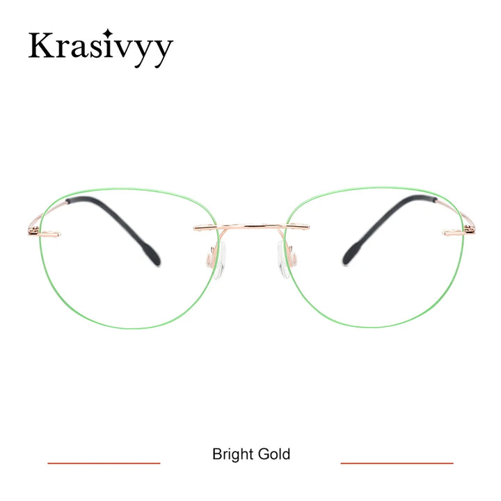 Krasivyy Women's Rimless Oval Round Titanium Eyeglasses 318003