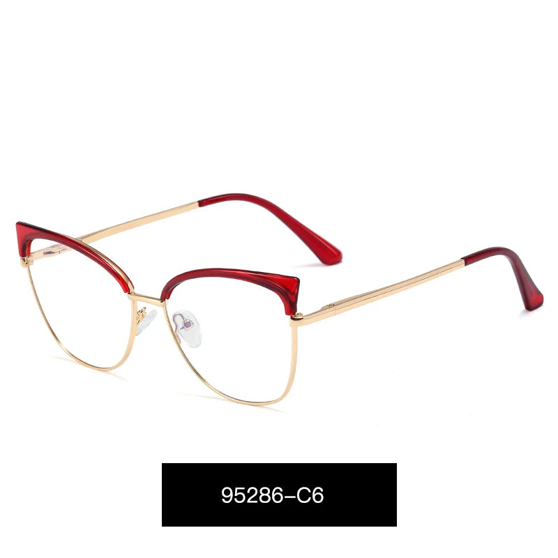 Hotony Women's Full Rim Oval Cat Eye Alloy Eyeglasses 952865