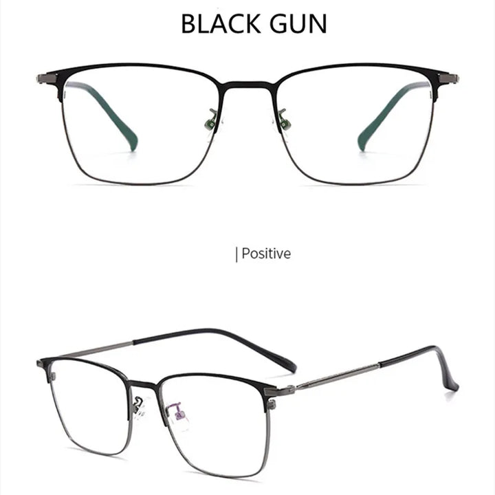 Kocolior Unisex Full Rim Square Alloy Eyeglasses 39147 Full Rim Kocolior Black Gun China 