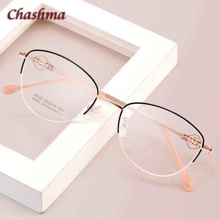 Chashma Ochki Women's Semi Rim Oval Stainless Steel Eyeglasses 80254
