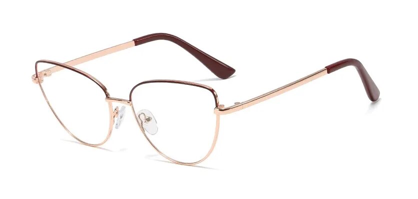 CCSpace Women's Full Rim Cat Eye Acetate Alloy Hyperopic Reading Glasses R45969 Reading Glasses CCspace C7 red gold 0 