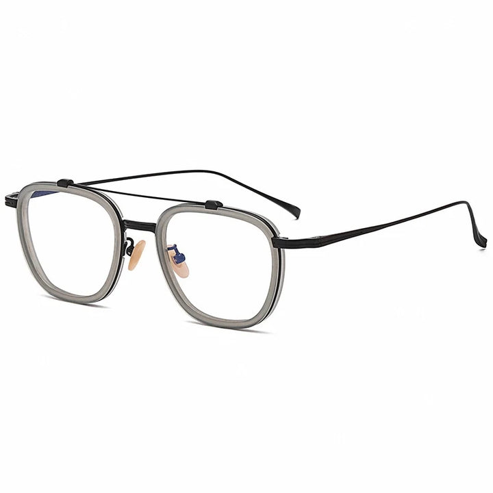 Aimee Unisex Full Rim Square Double Bridge Acetate Titanium Eyeglasses 20218