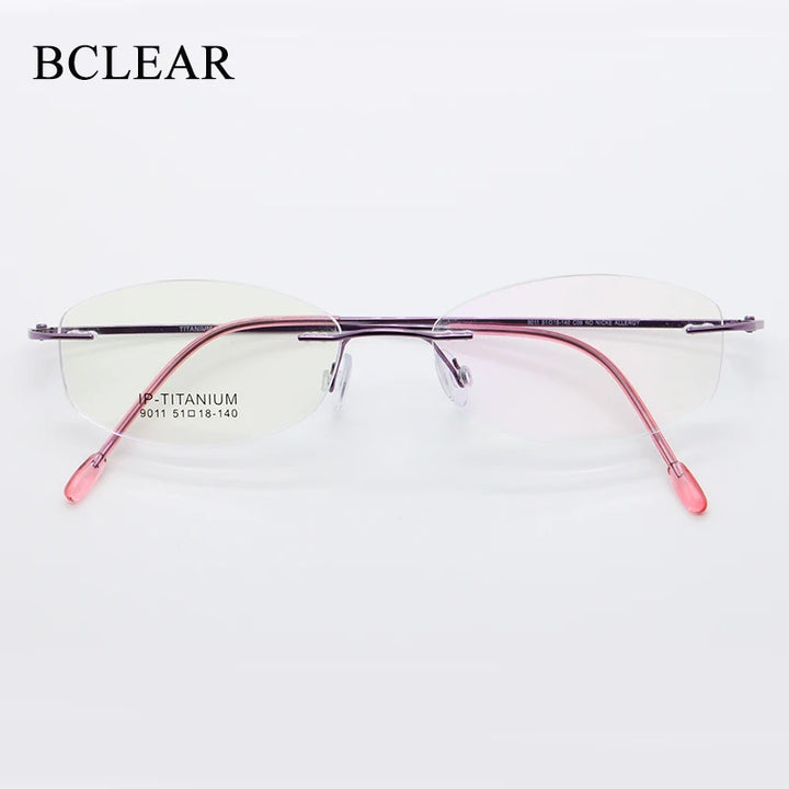Bclear Women's Rimless Oval Cat Eye Titanium Eyeglasses 49011