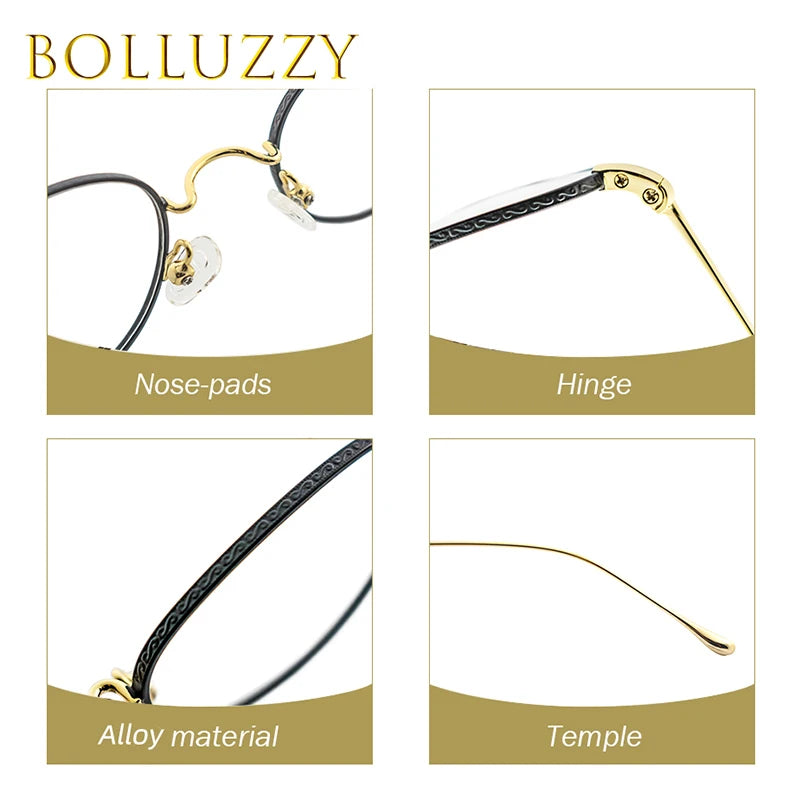 Bolluzzy Women's Full Rim Small Oval Titanium Alloy Eyeglasses 3522 Full Rim Bolluzzy   