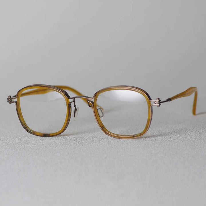 Aimee Men's Full Rim Square Titanium Acetate Eyeglasses 5863 Full Rim Aimee Yellow  