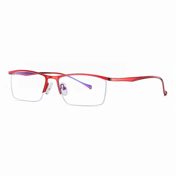 Hotochki Mens Semi Rim Rectangle Alloy Eyeglasses 5910 Semi Rim Hotochki Red  