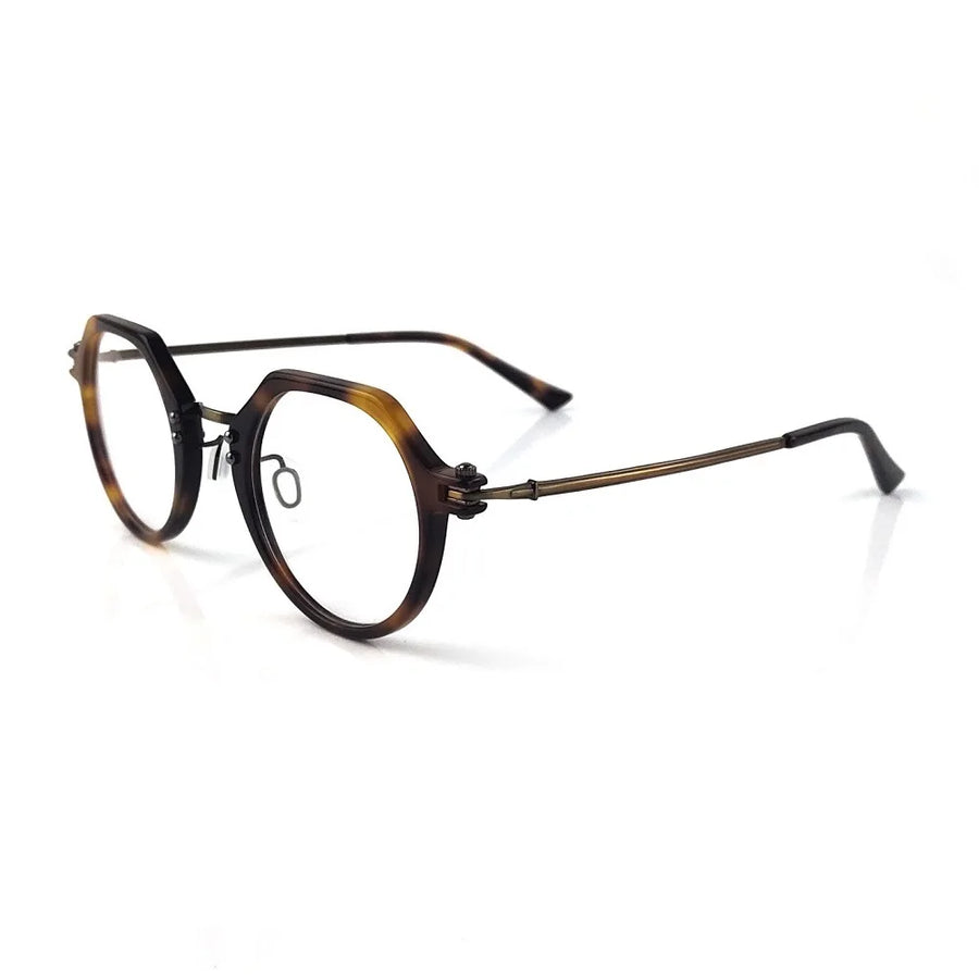 Aimee Unisex Full Rim Flat Top Round Titanium Acetate Eyeglasses 5882 Full Rim Aimee   