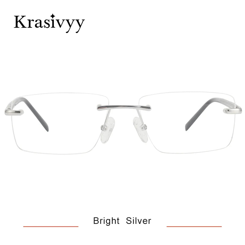 Krasivyy Unisex Rimless Square Spring Hinge Titanium Eyeglasses 316069