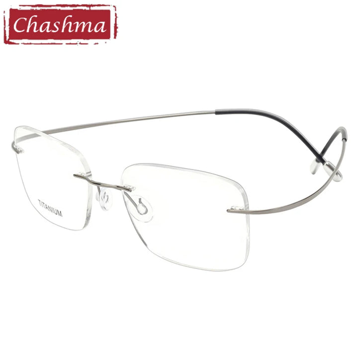 Chashma Unisex Rimless Polygon Square Titanium Eyeglasses 816016