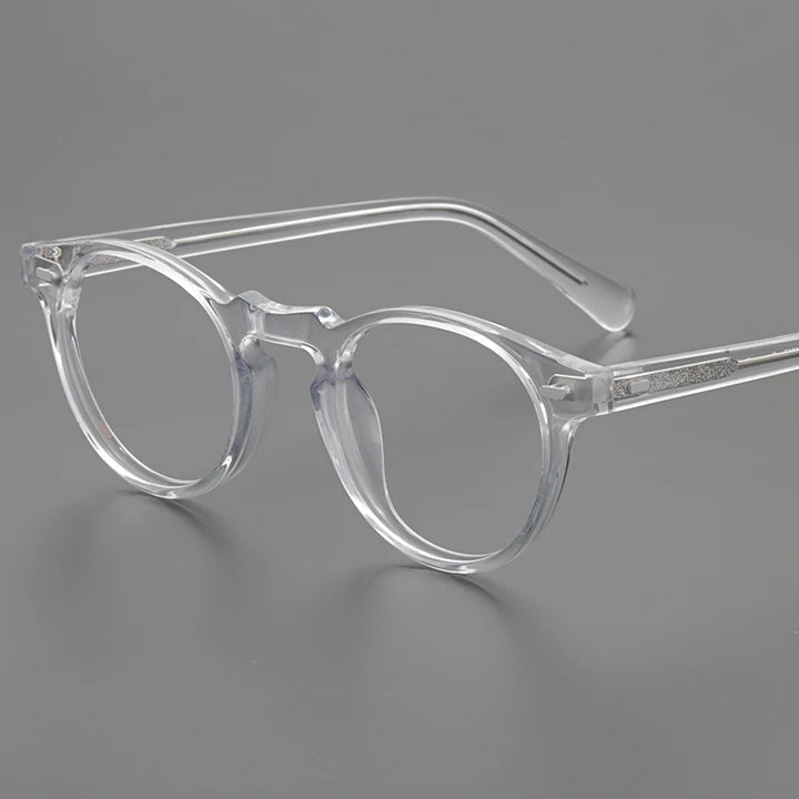 Hewei Unisex Full Rim Round Acetate Eyeglasses 0005 Full Rim Hewei clear  