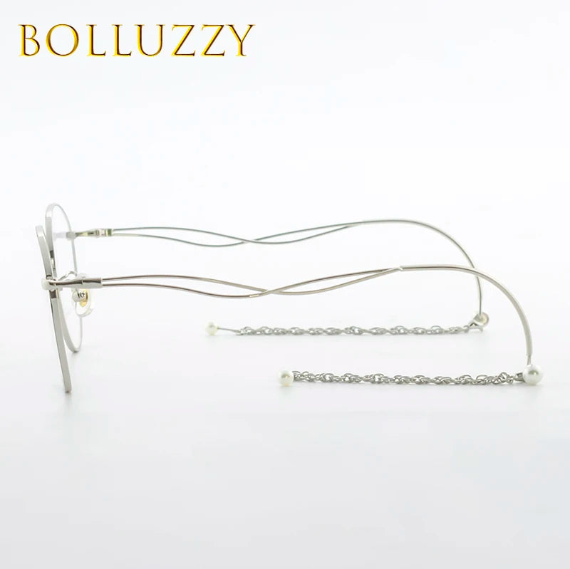 Bolluzzy Women's Full Rim Round Cat Eye Alloy Eyeglasses 4653 Full Rim Bolluzzy   