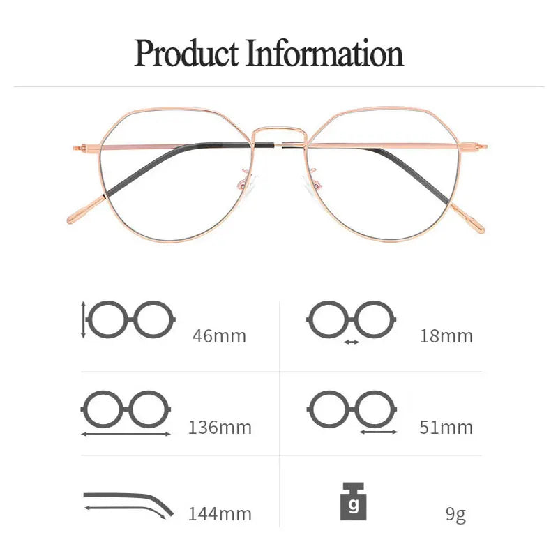 Hotony Women Full Rim Flat Top Round Alloy Eyeglasses 42021 Full Rim Hotony   