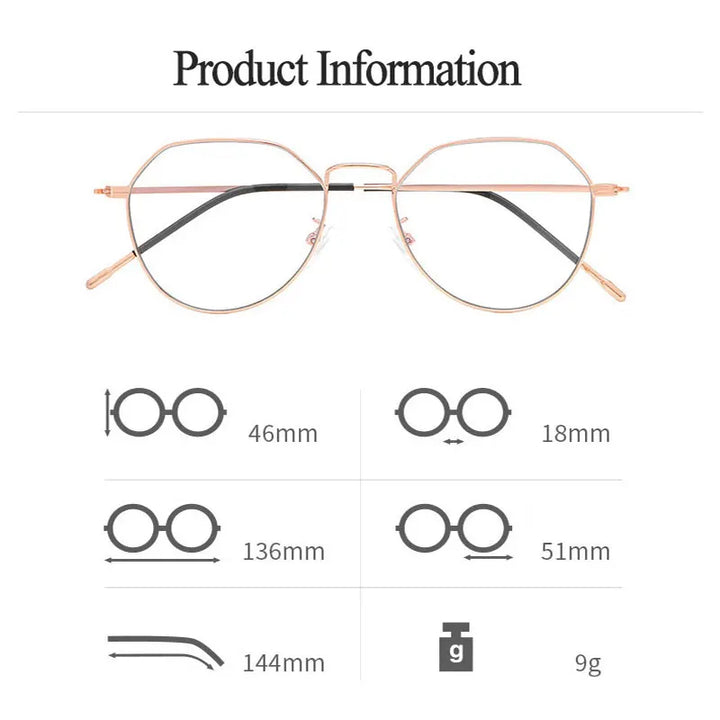 Hotony Women's Full Rim Flat Top Round Alloy Eyeglasses 920219