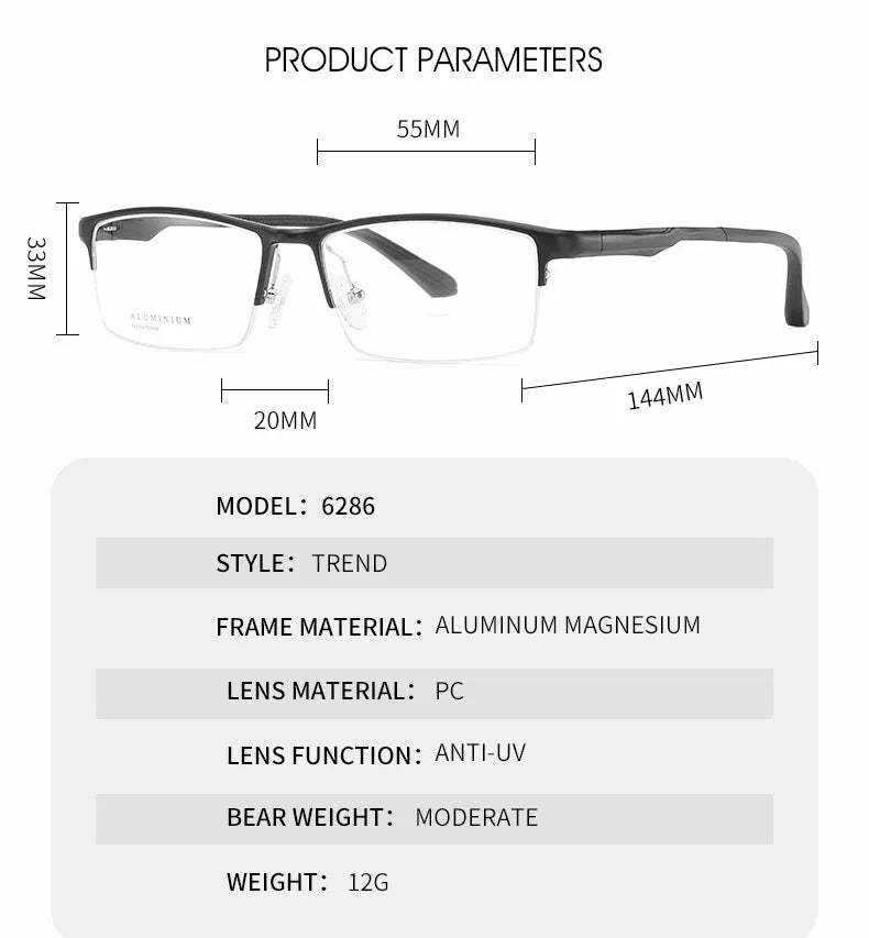 Hotochki Unisex Semi Rim Aluminum Magnesium Alloy Eyeglasses 946286 Semi Rim Hotochki