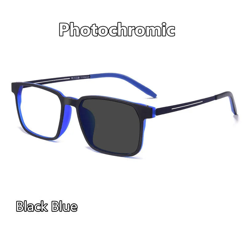 Kocolior Unisex Full Rim Square Tr 90 Titanium Hyperopic Reading Glasses 88781 Reading Glasses Kocolior Blue Photochromic 0 