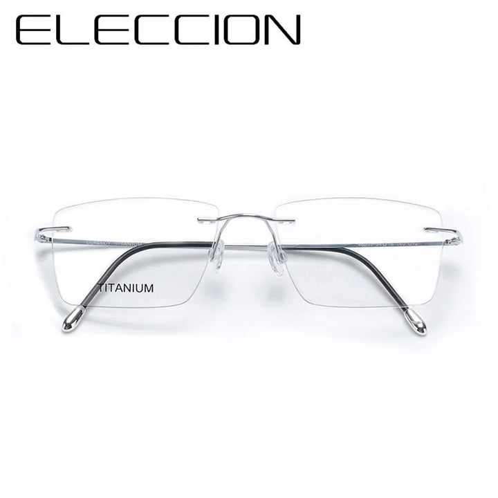 Eleccion Unisex Rimless Square Titanium Eyeglasses 14035 Rimless Eleccion