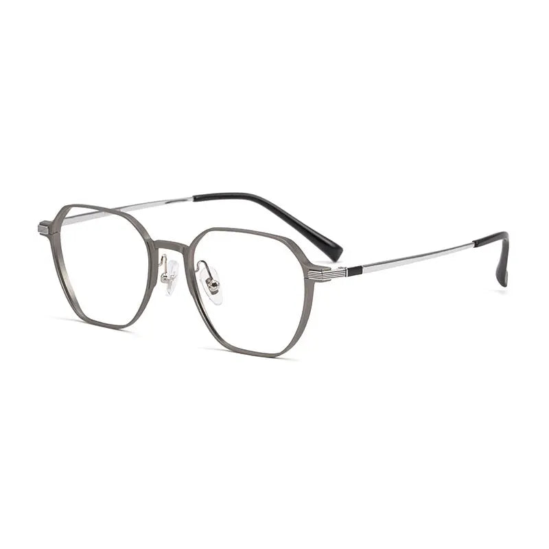 Handoer Unisex Full Rim Polygonal Aluminum Magnesium Alloy Eyeglasses H505 Full Rim Handoer GRAY  