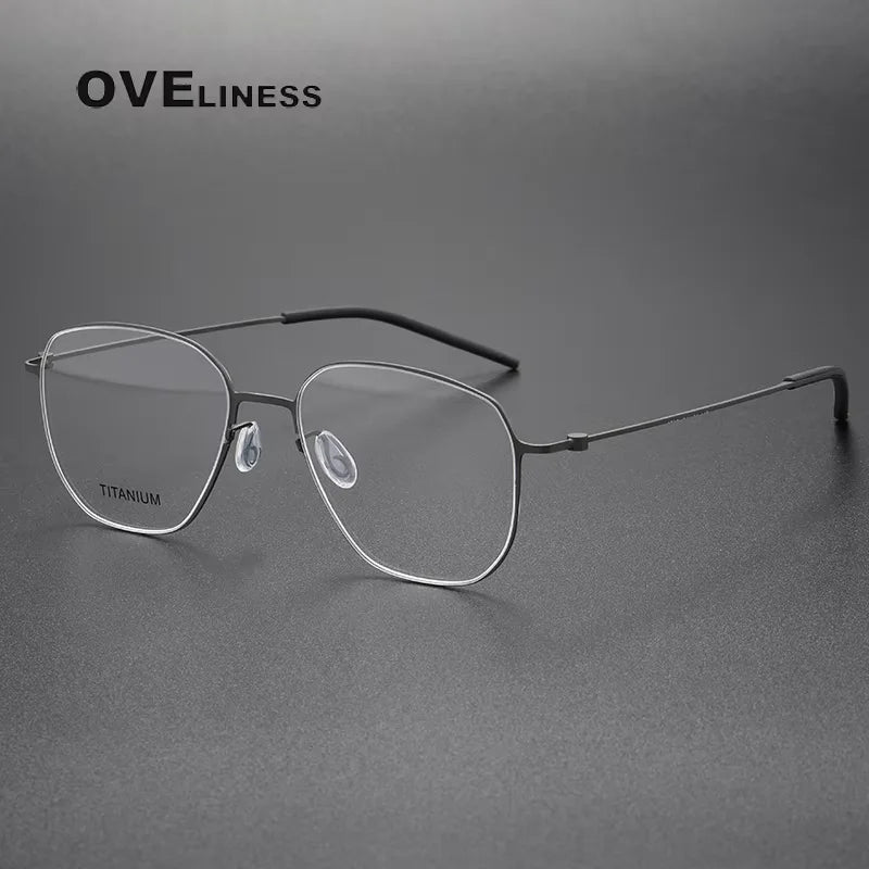 Oveliness Women's Full Rim Polygon Square Titanium Eyeglasses 45505 Full Rim Oveliness gun