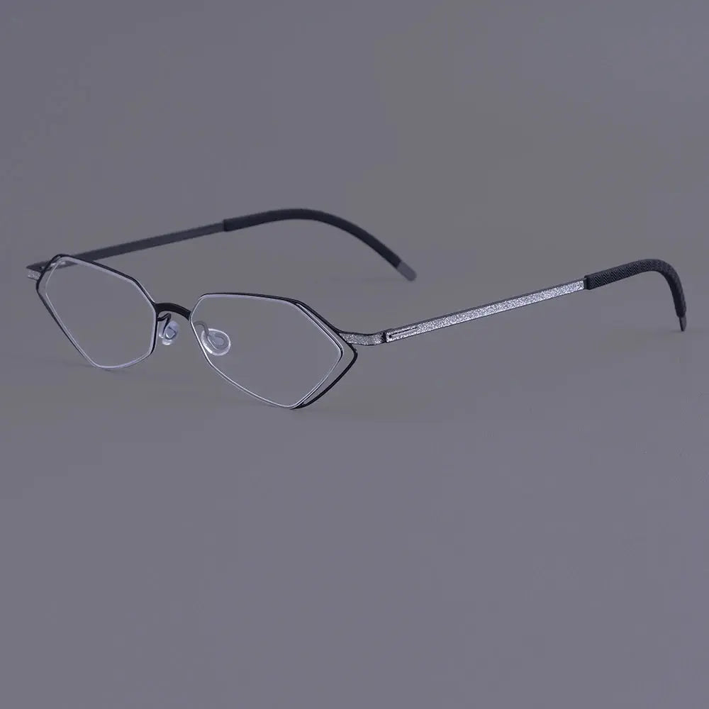 Bobbie 339451 Unisex Screwless Full Rim Polygon Oval Titanium Frames FuzWeb