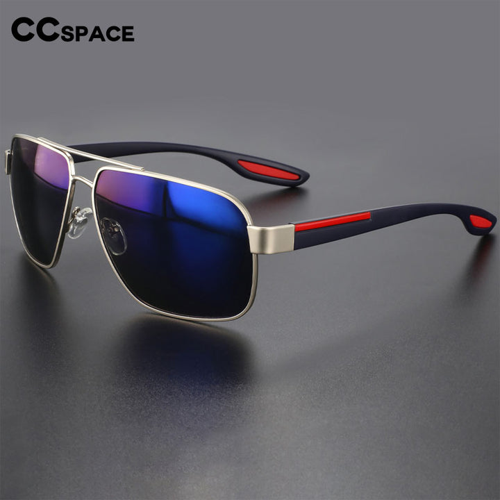CCSpace Men's Full Rim Square Double Bridge Alloy Polarized Sunglasses 56362 Sunglasses CCspace Sunglasses   