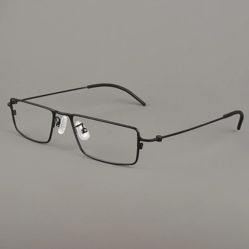 Aimee Unisex Full Rim Rectangle Screwless Titanium Eyeglasses 14555 Full Rim Aimee Black  