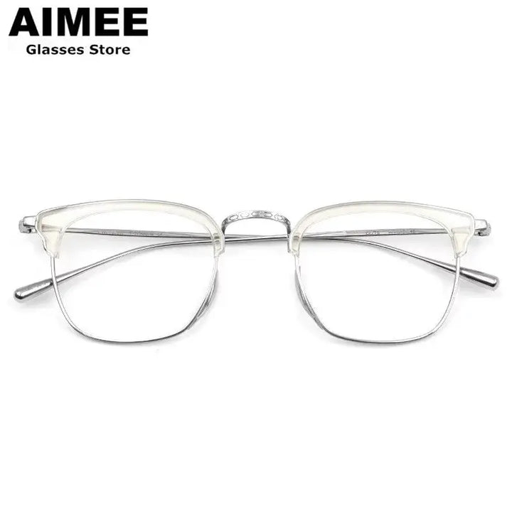 Aimee Unisex Full Rim Square Titanium Acetate Eyeglasses 481112 FuzWeb