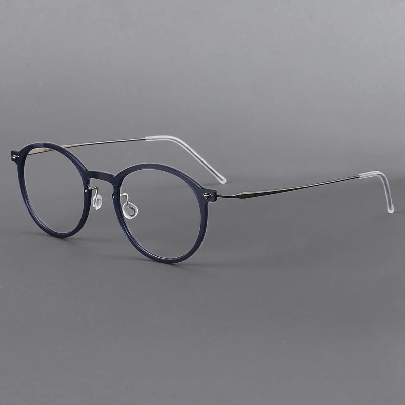 Black Mask Unisex Full Rim Screwless Titanium Acetate Round Eyeglasses 6541 Full Rim Black Mask Blue  