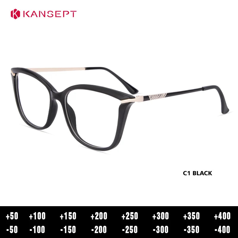 Kansept Women's Full Rim Square Tr 90 Alloy Reading Glasses 512155