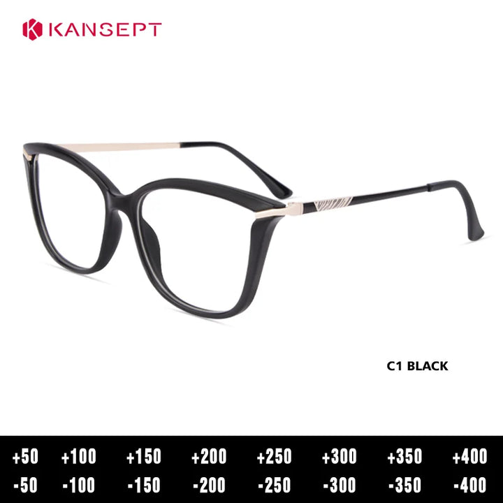 Kansept Women's Full Rim Square Tr 90 Alloy Reading Glasses 512155